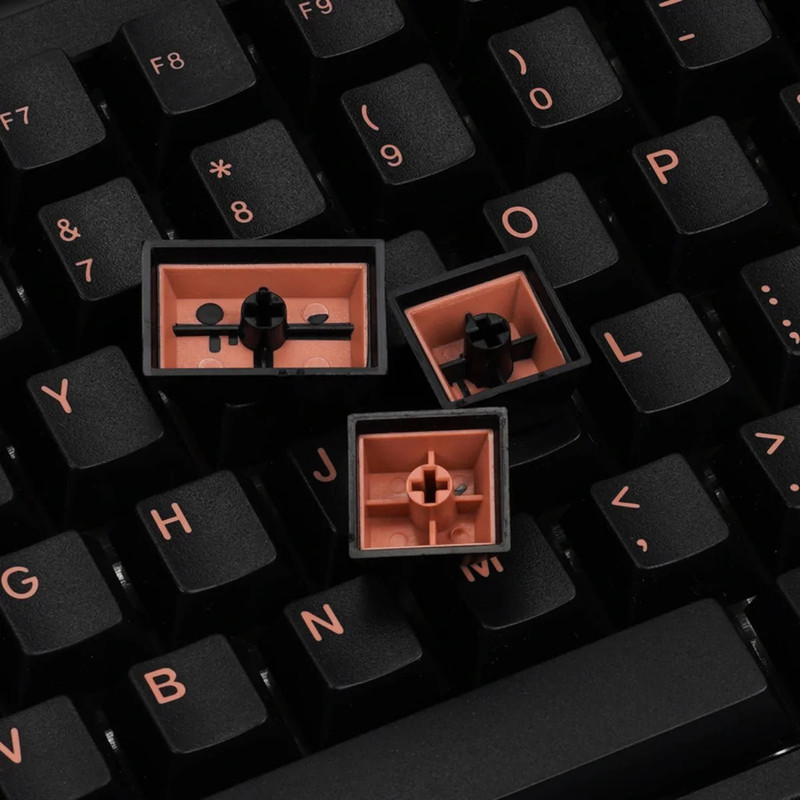 EnjoyPBT ABS Doubleshot Mechanical Keyboard Keycaps Set (153 keys) - Pink On Black - أكسسوار لوحة مفاتيح